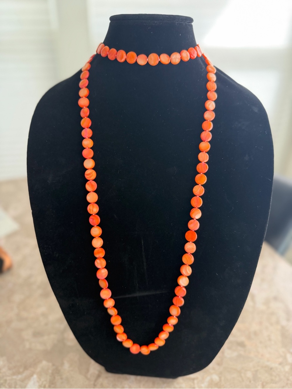 Orange Beaded Necklace and Choker Set - Women Jewelry